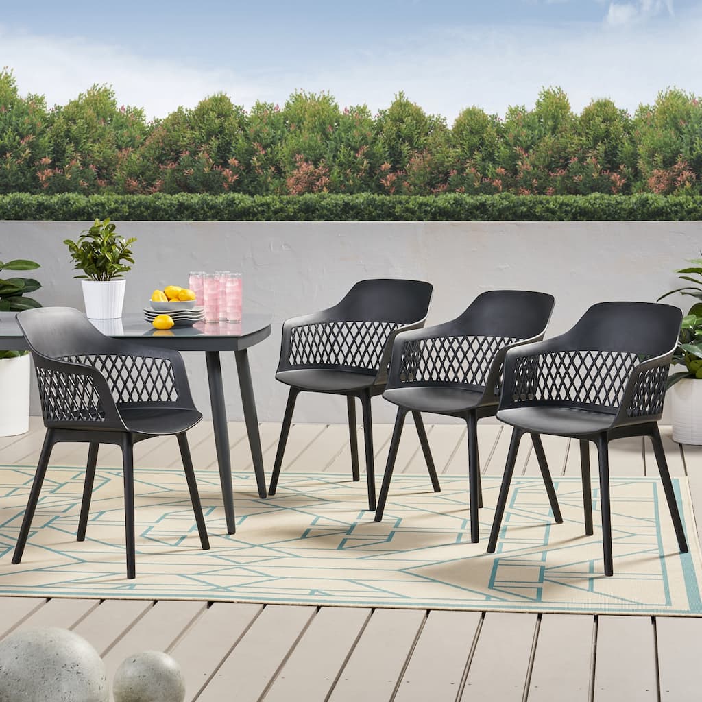 Azalea Outdoor Modern Dining Chair (Set of 4) by Christopher Knight Home - 23.00" W x 21.50" D x 33.00" H