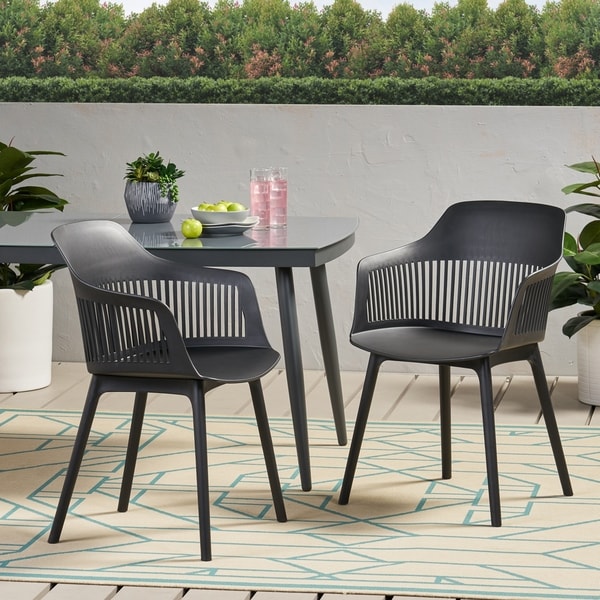 Dahlia Outdoor Modern Dining Chair (Set of 2) by Christopher Knight Home - 22.50" W x 21.50" D x 33.00" H. Opens flyout.