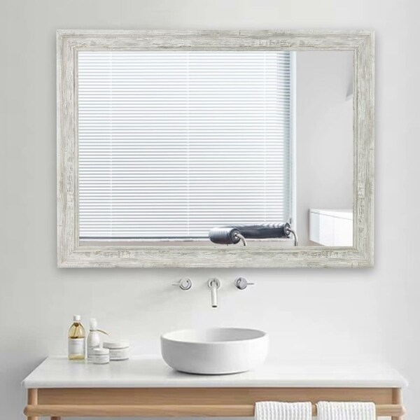 Rustic Style Rectangle Wall-Mounted Bathroom Vanity Mirror - 31.5x23.6