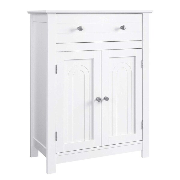 Plank Style Bathroom Cabinet with 1 Drawer and 2 Doors, White
