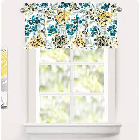 DriftAway Oliver Watercolor Flower Leaves Botanical Pattern Window Valance - 52'' Width X 18''Length - 52'' Width X 18''Length