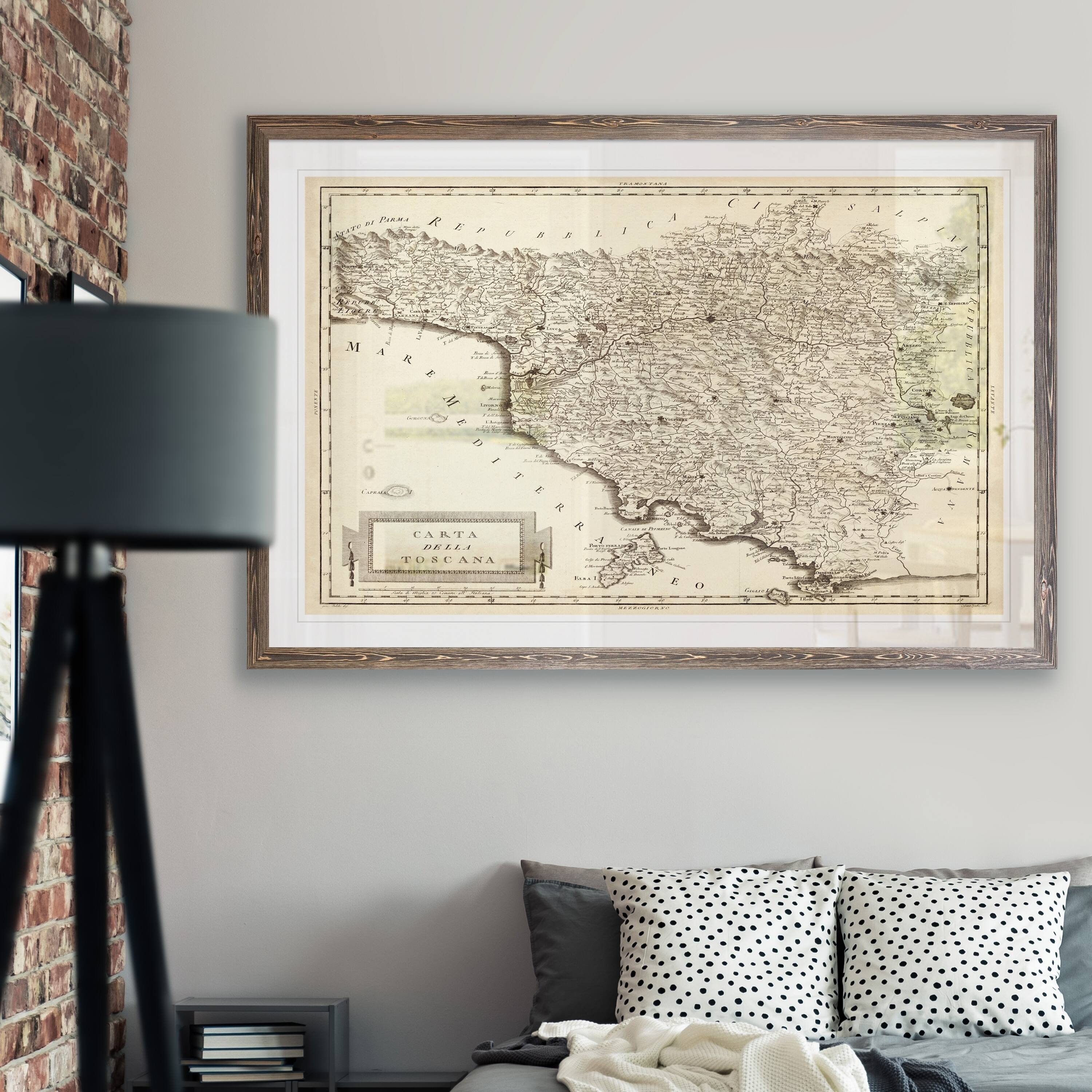 Antique Map of Tuscany-Framed Print - Mocah - 22X30 - Bed Bath & Beyond ...