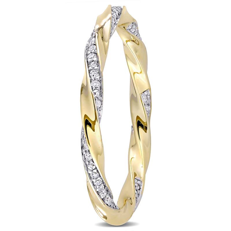 Miadora 10k Yellow Gold 1/4ct TDW Diamond Twisted Stackable Eternity Band Ring