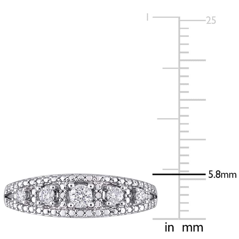 Miadora 10k White Gold 1/4ct TDW Diamond Semi-eternit Band Ring