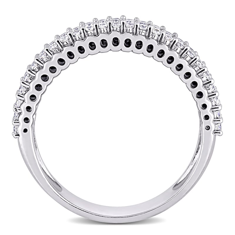Miadora 14k White Gold 1/2ct TDW Diamond Double Row Bead Eternity Band Ring