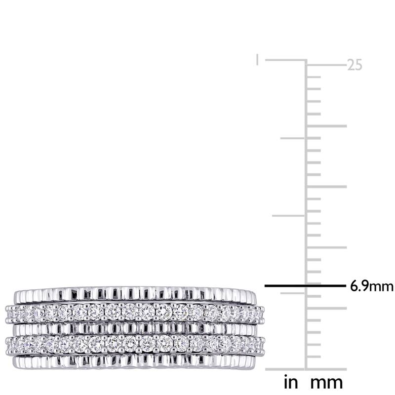 Miadora 14k White Gold 1/2ct TDW Diamond Double Row Bead Eternity Band Ring