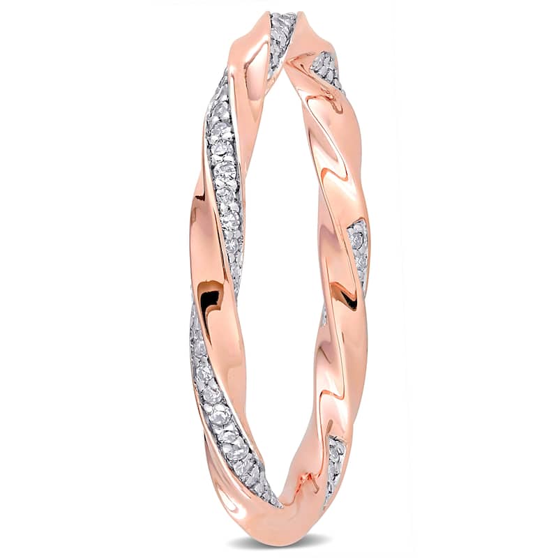 Miadora 10k Rose Gold 1/4ct TDW Diamond Twisted Stackable Eternity Band Ring