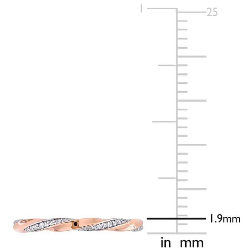 Miadora 10k Rose Gold 1/4ct TDW Diamond Twisted Stackable Eternity Band Ring
