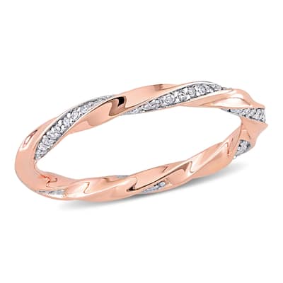 Miadora 10k Rose Gold 1/4ct TDW Diamond Twisted Stackable Eternity Band Ring