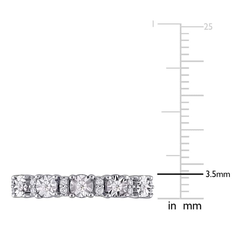 Miadora 10k White Gold 1/10ct TDW Diamond Five-stone Semi Eternity Band Ring