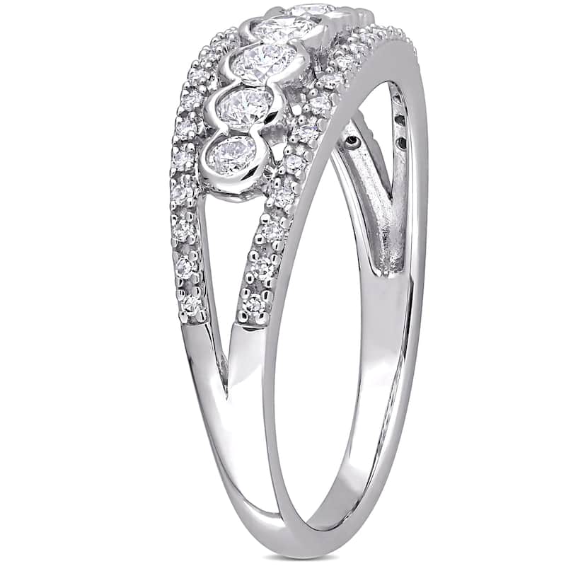 Miadora 10k White Gold 1/2ct TDW Diamond Semi-eternity Band Ring