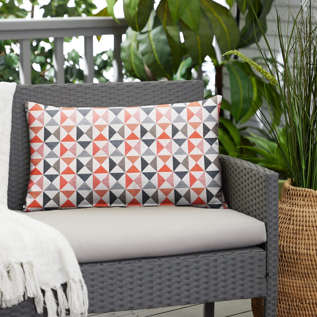Geometric Indoor/Outdoor Knife Edge Lumbar Pillow by Havenside Home