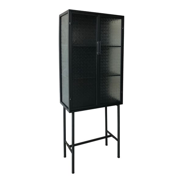 Aurelle Home Black Industrial Sleek Metal Cabinet - 28