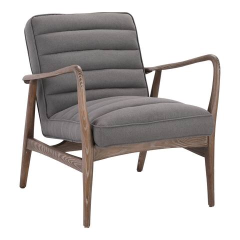 Aurelle Home Dark Grey Ash Wood and Upholstery Arm Chair - 30" wide x 27" deep