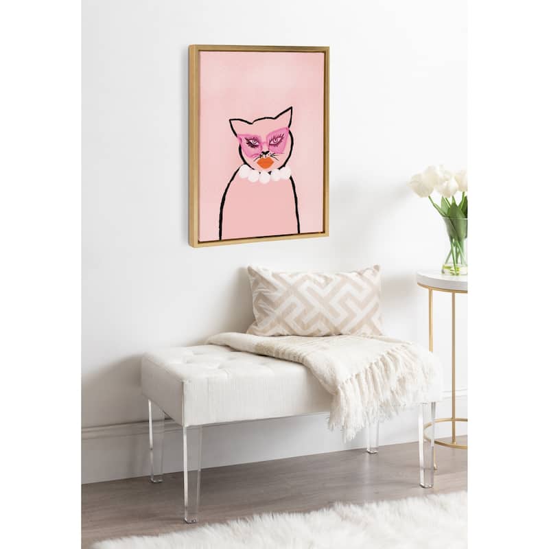 Kate and Laurel Sylvie Cat Pearl Canvas by Bouffants and Broken Hearts