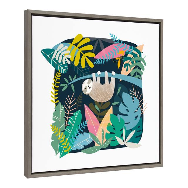 Kate and Laurel Sylvie Sloth illo Framed Canvas by Teju Reval