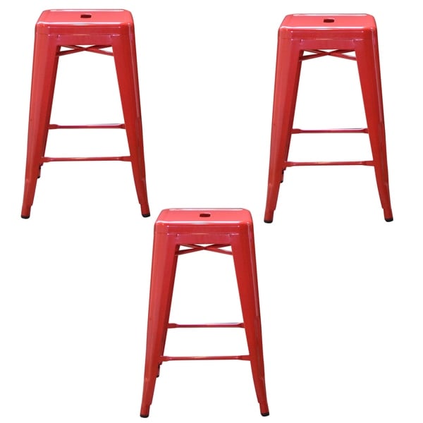 3 red bar stools