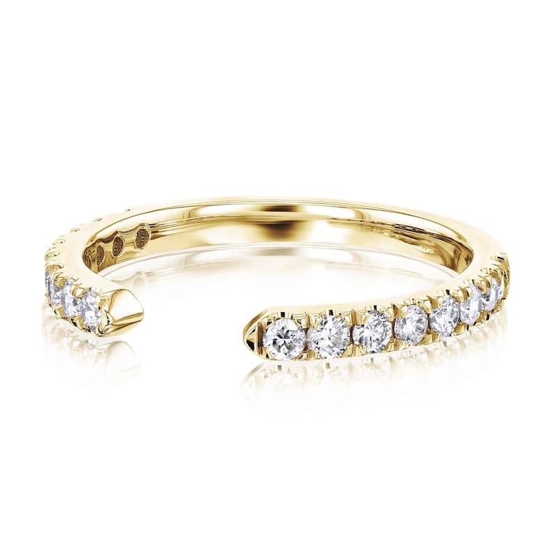 Kobelli 0.4 Carats Natural Diamond 14k Solid Gold Open C Women's Wedding Band