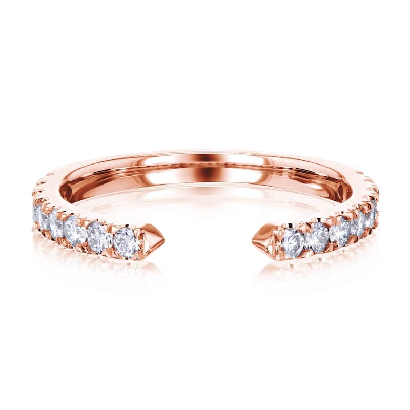 Kobelli 0.4 Carats Natural Diamond 14k Solid Gold Open C Women's Wedding Band