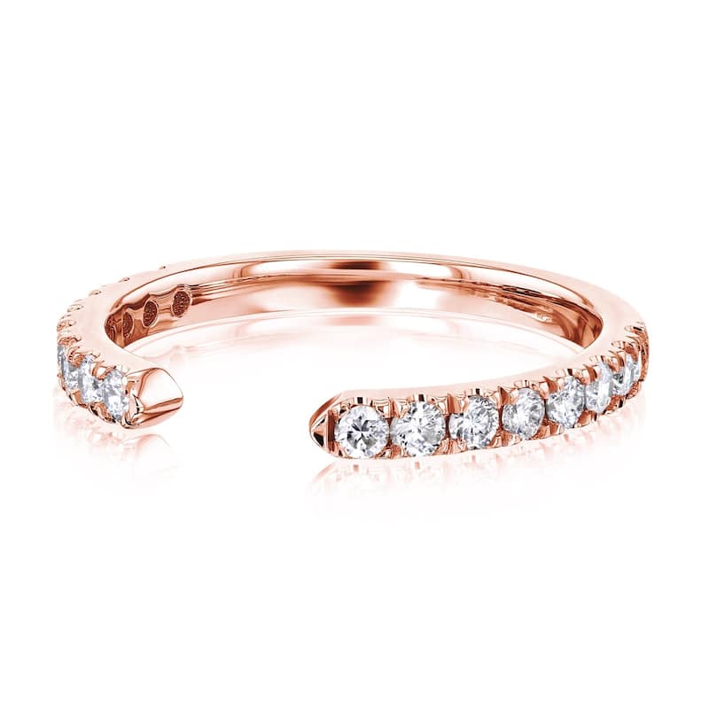 Kobelli 0.4 Carats Natural Diamond 14k Solid Gold Open C Women's Wedding Band