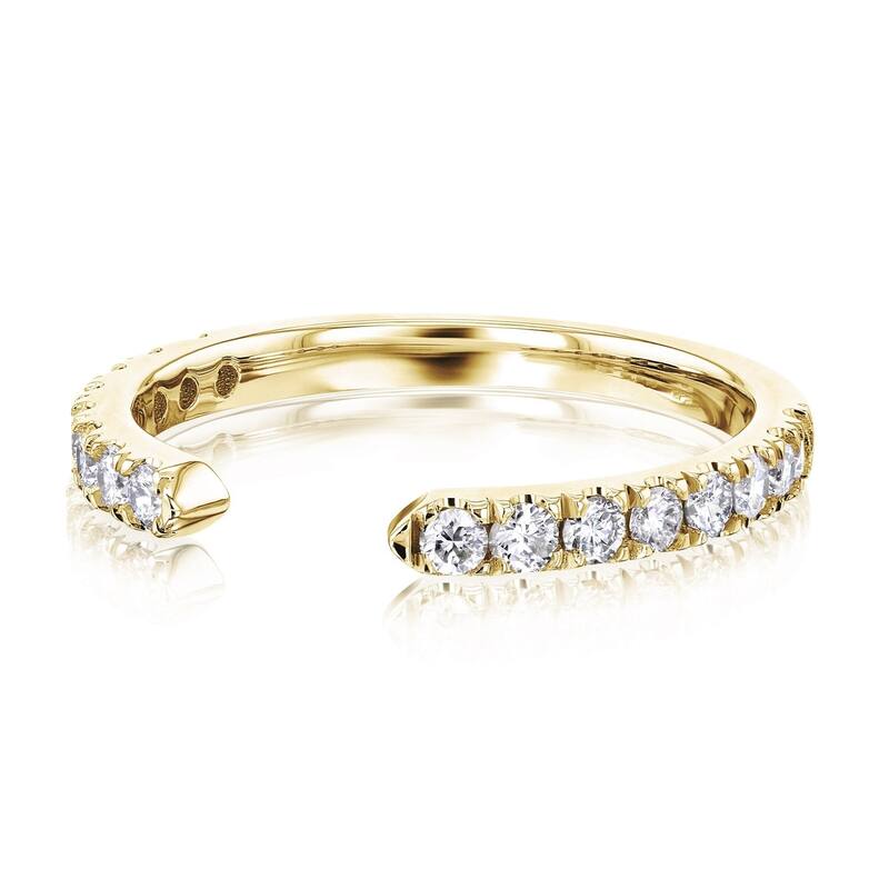 Kobelli 0.4 Carats Natural Diamond 14k Solid Gold Open C Women's Wedding Band - 8.5 - Yellow