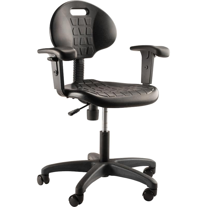 NPS® Polyurethane Task Chair, 16"-21" Height, Black - N/A - Black with Arms