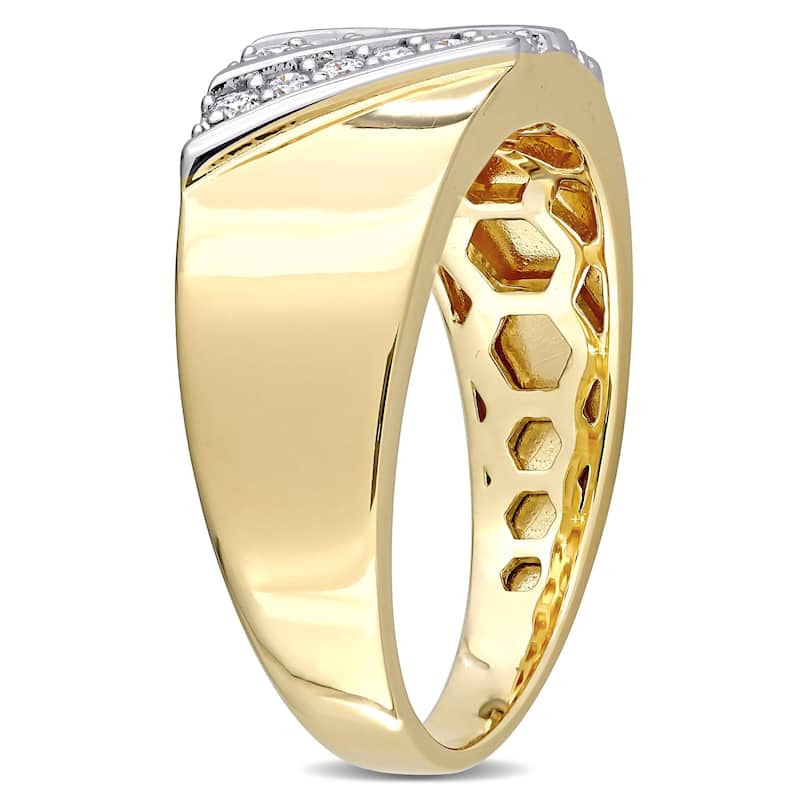 Miadora 2-tone Sterling Silver Men's 1/4ct TDW Diamond Crossover Double Row Band Ring