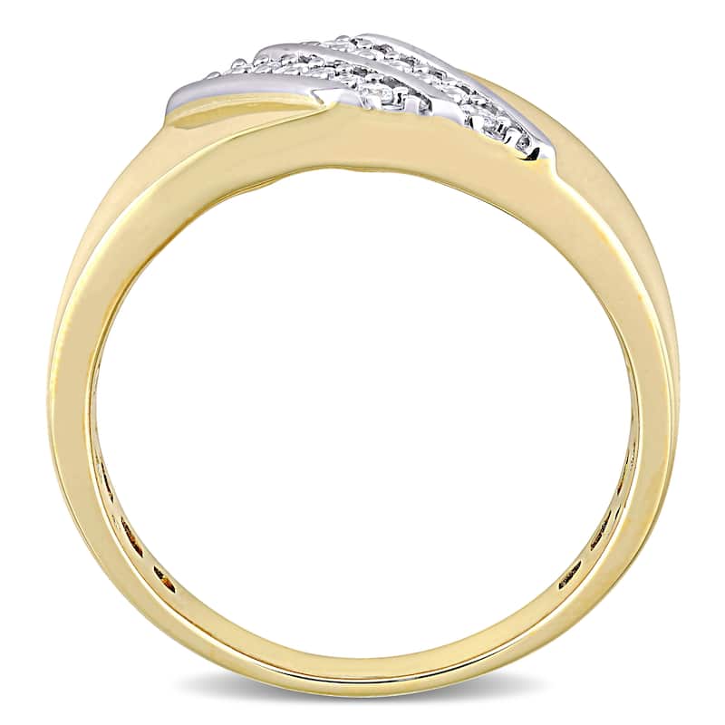 Miadora 2-tone Sterling Silver Men's 1/4ct TDW Diamond Crossover Double Row Band Ring