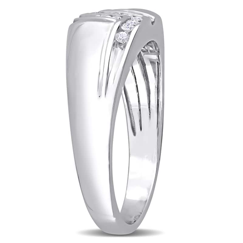 Miadora 10k White Gold Men's 1/4ct TDW Diamond Wedding Band Ring
