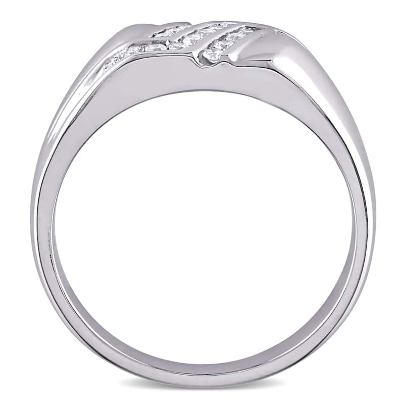 Miadora 10k White Gold Men's 1/4ct TDW Diamond Wedding Band Ring