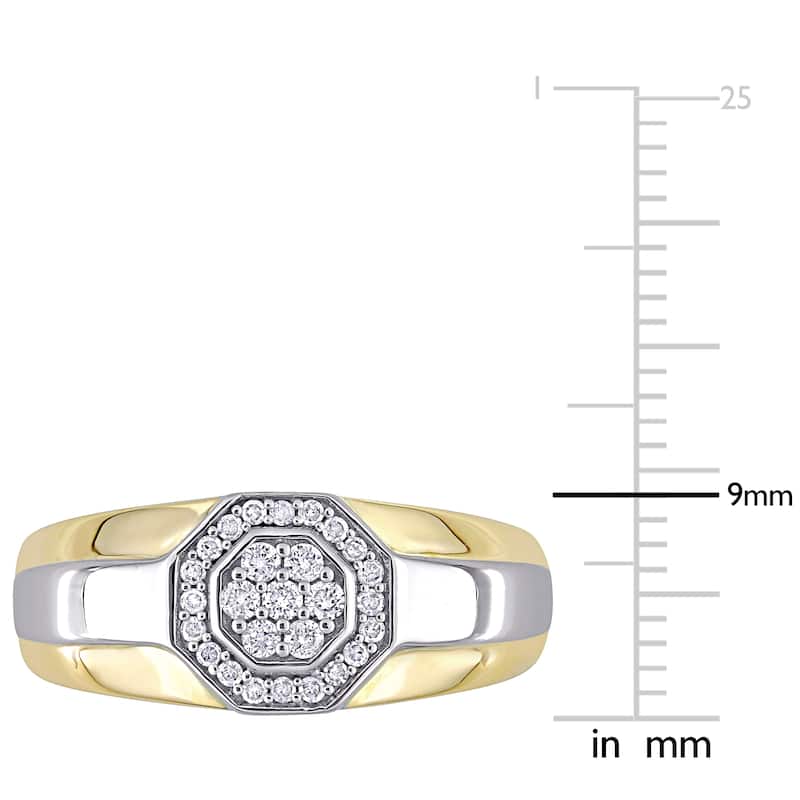 Miadora 10k 2-tone White and Yellow Gold Men's 1/4ct TDW Diamond Composite Halo Octagon Ring