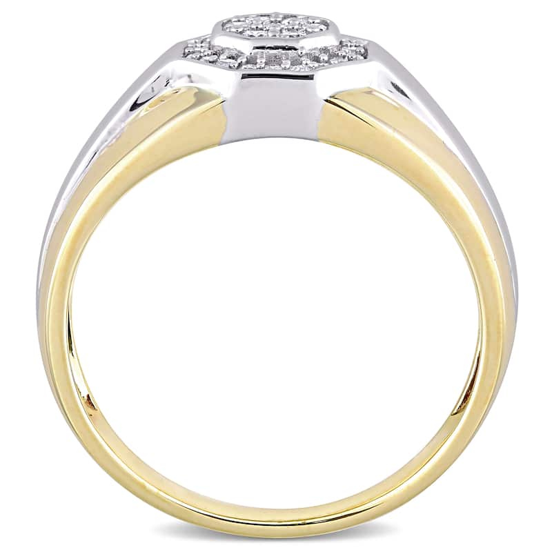 Miadora 10k 2-tone White and Yellow Gold Men's 1/4ct TDW Diamond Composite Halo Octagon Ring