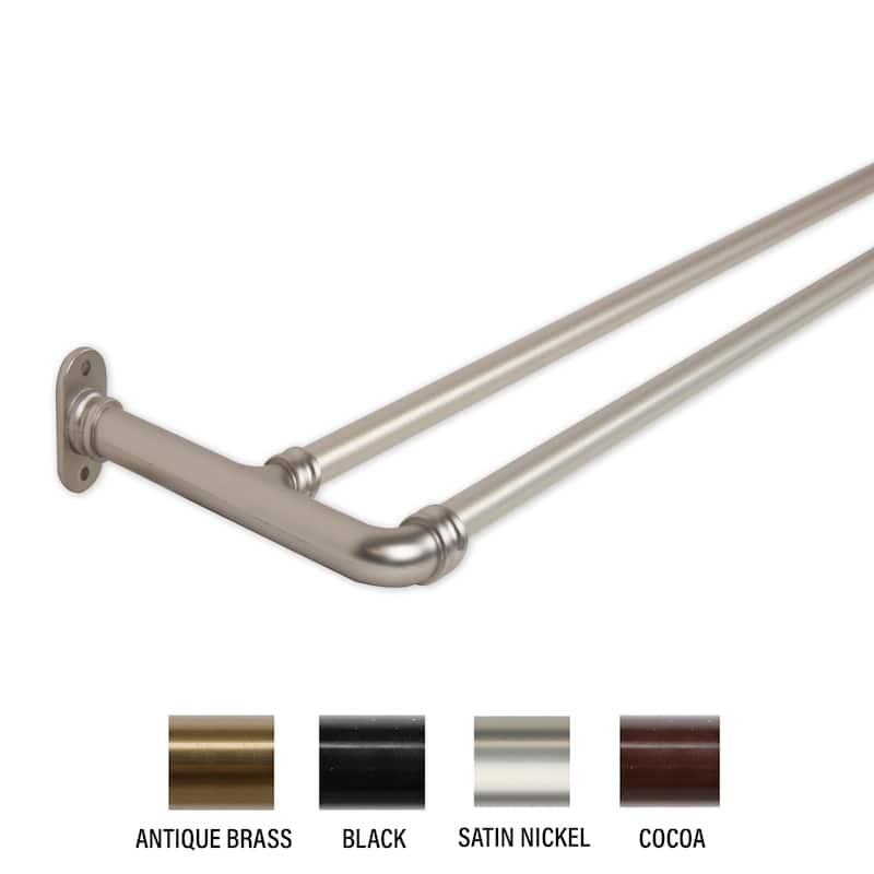 InStyleDesign 0.62-inch Double Blackout Curtain Rod - 28-48 inches - Satin Nickel
