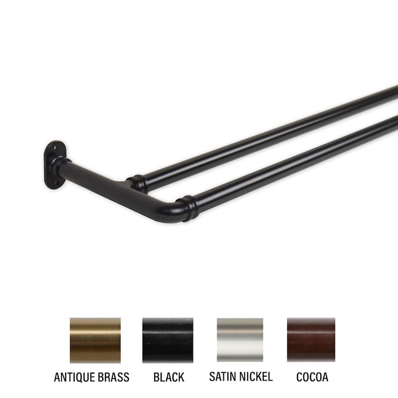 InStyleDesign 0.62-inch Double Blackout Curtain Rod - 48-84 inches - Black