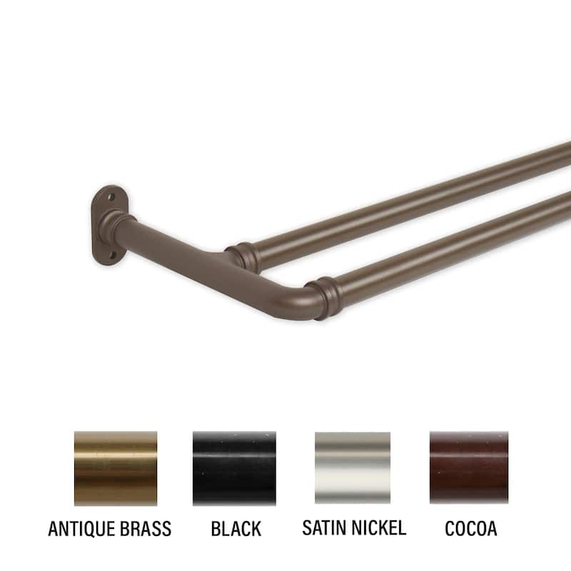 InStyleDesign 0.62-inch Double Blackout Curtain Rod - 28-48 inches - Antique Brass