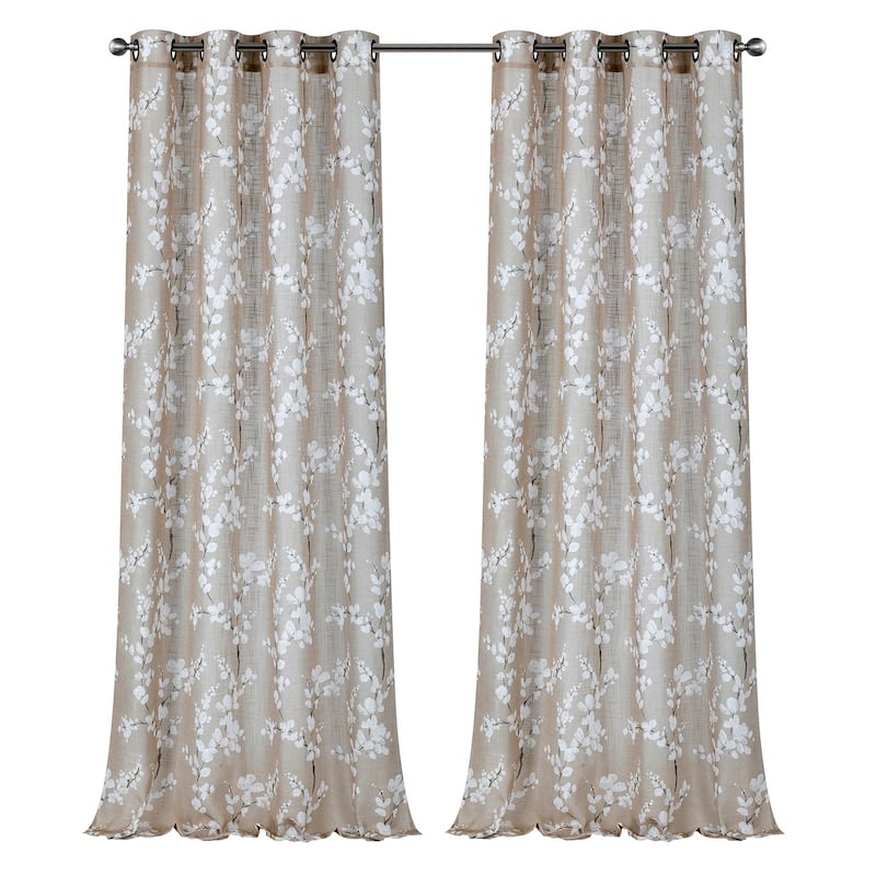 Blossom Textured Slub Window Curtain Panel 2-Pack or 4-Pack