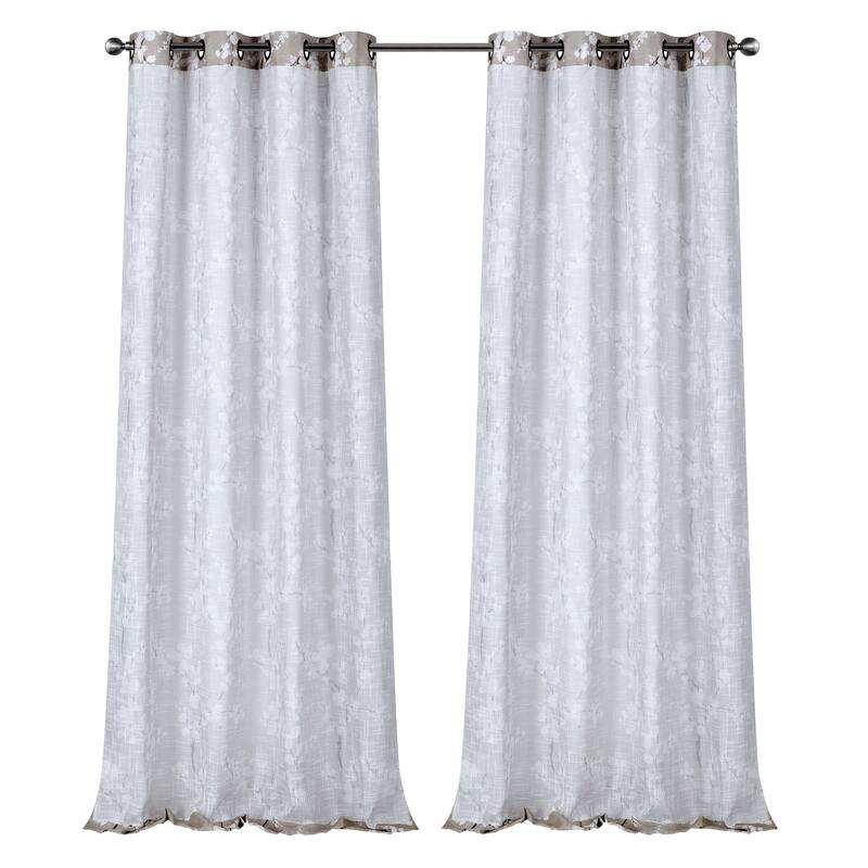 Blossom Textured Slub Window Curtain Panel 2-Pack or 4-Pack