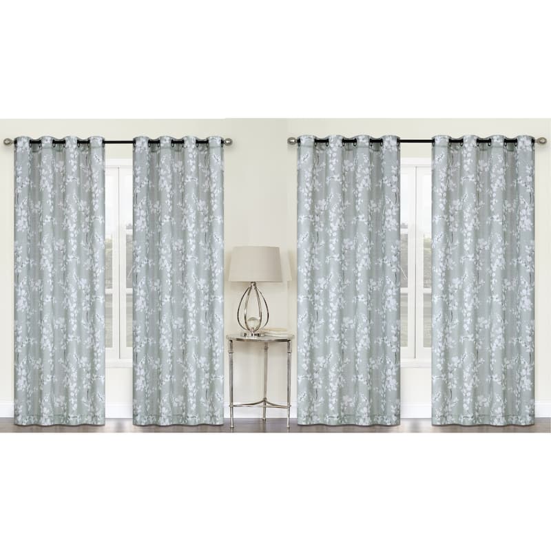 Blossom Textured Slub Window Curtain Panel 2-Pack or 4-Pack - 4-Pack - 4 Panel - Sage