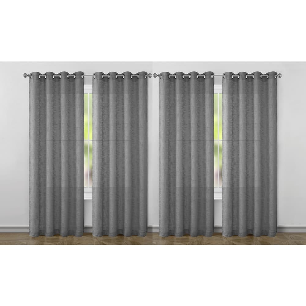 Ashley Textured Slub Yarn Window Curtain Panel 2-Pack or 4-Pack