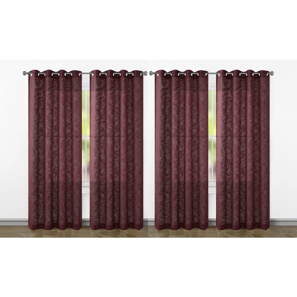 Ashley Textured Slub Yarn Window Curtain Panel 2-Pack or 4-Pack