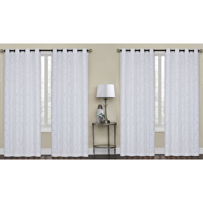 Ashley Textured Slub Yarn Window Curtain Panel 2-Pack or 4-Pack - 4-Pack - 4 Panel - White