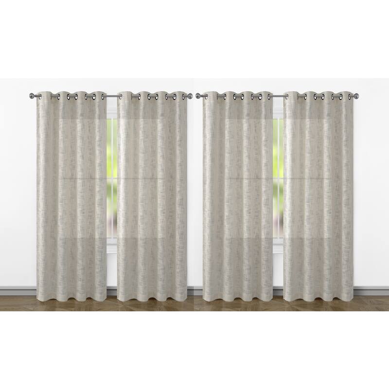 Ashley Textured Slub Yarn Window Curtain Panel 2-Pack or 4-Pack - 4-Pack - 4 Panel - Beige