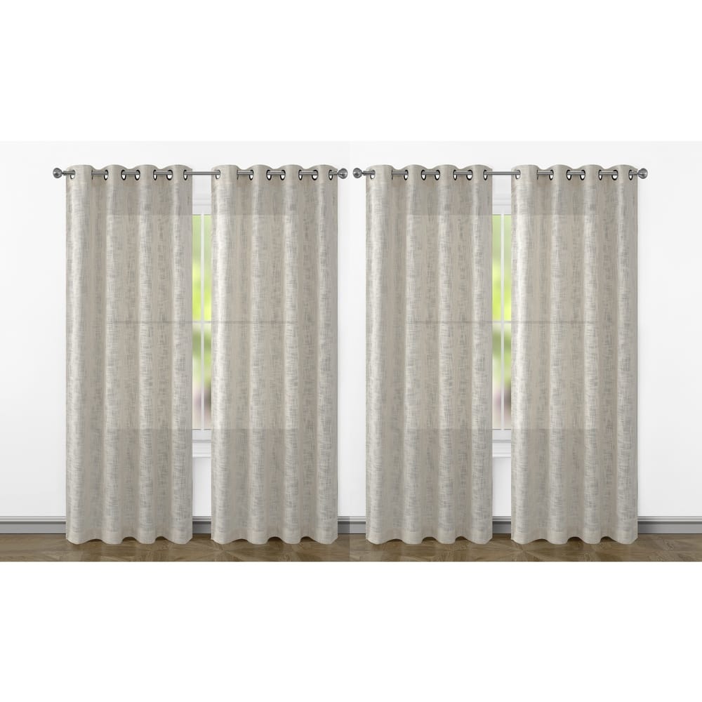 Ashley Textured Slub Yarn Window Curtain Panel 2-Pack or 4-Pack