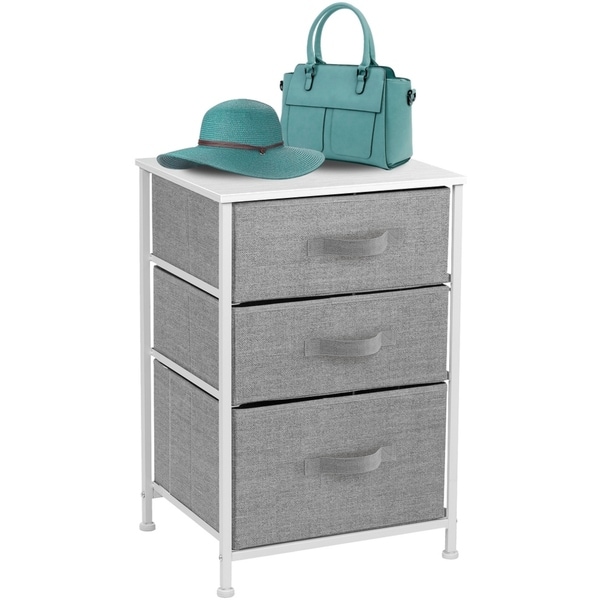 7 - Tier End Table Storage Unit Dresser with Metal Frame Wooden Tabletop for Dorm Room Closet Nursery - White