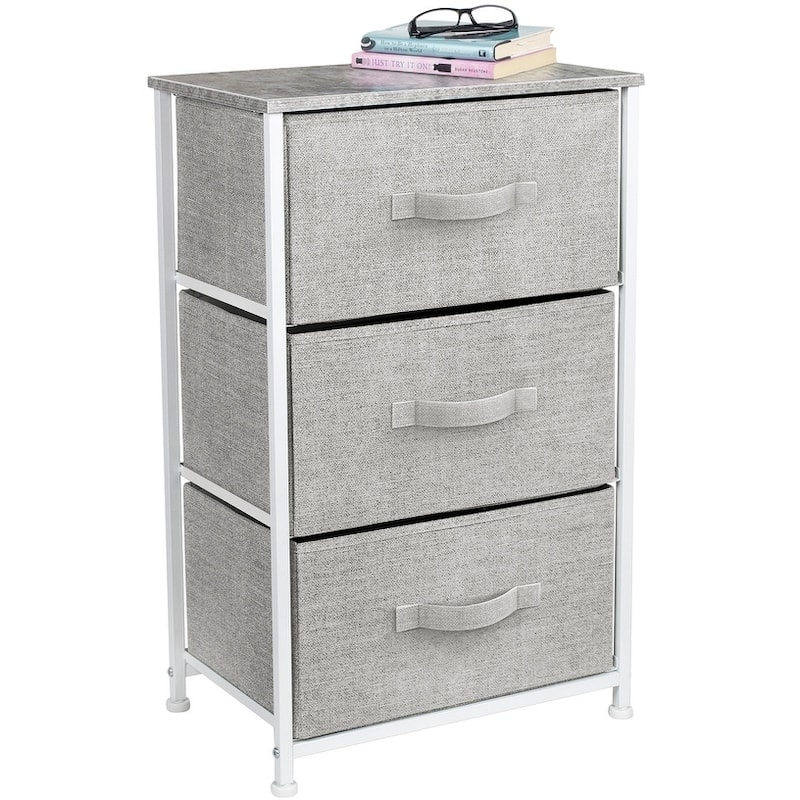 Sorbus Nightstand with 3 Drawers-Grey