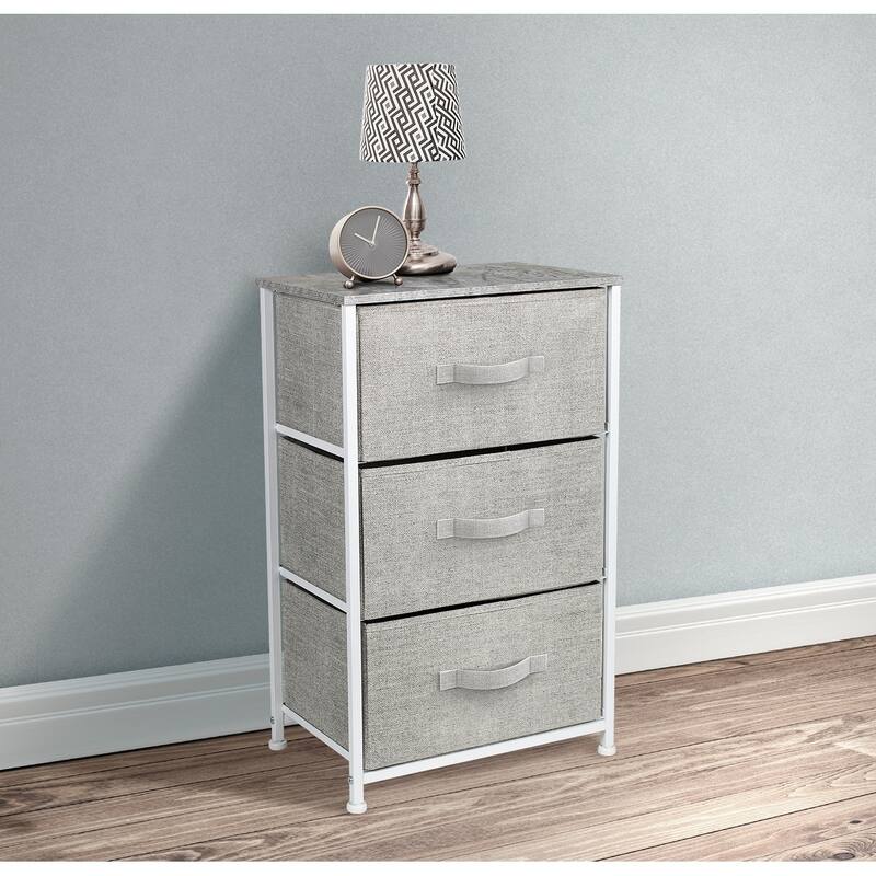 Sorbus Nightstand with 3 Drawers-Grey
