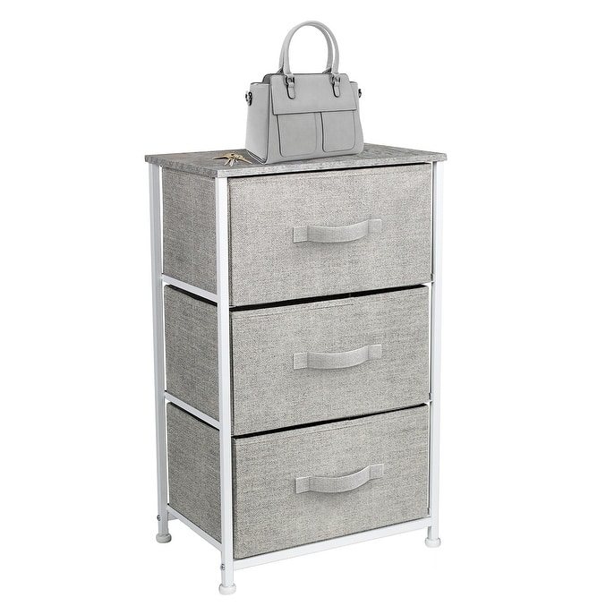Sorbus Nightstand with 3 Drawers-Grey