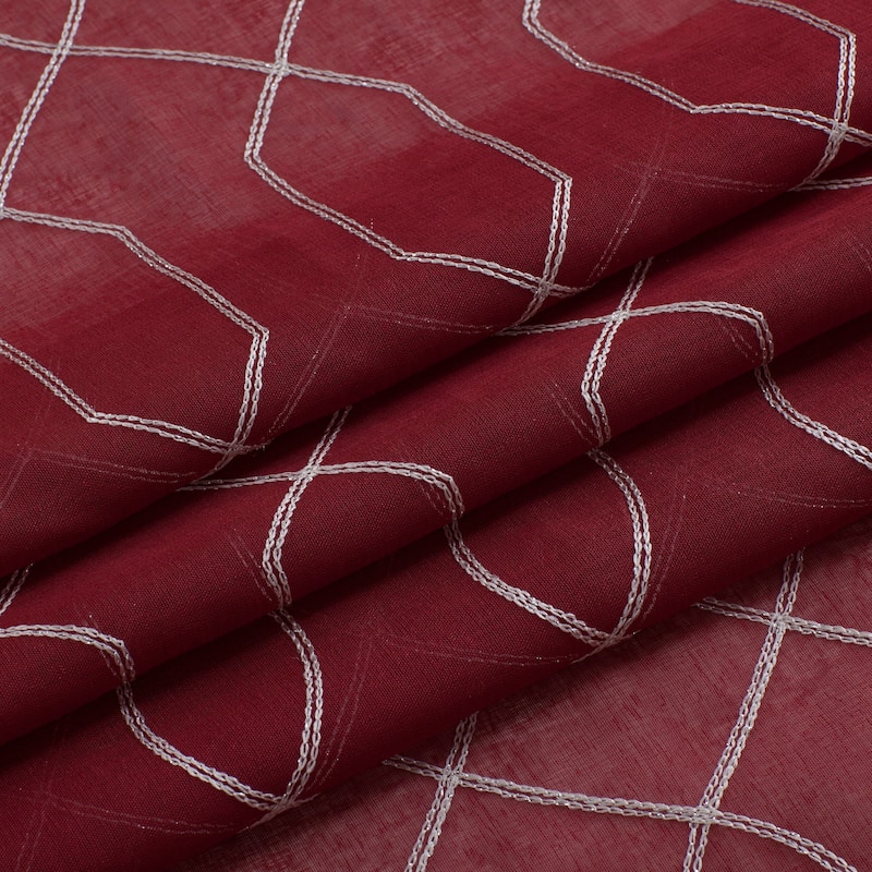 Trellis Embroidered Sheer Window Curtain Panel 2-pack or 4-Pack