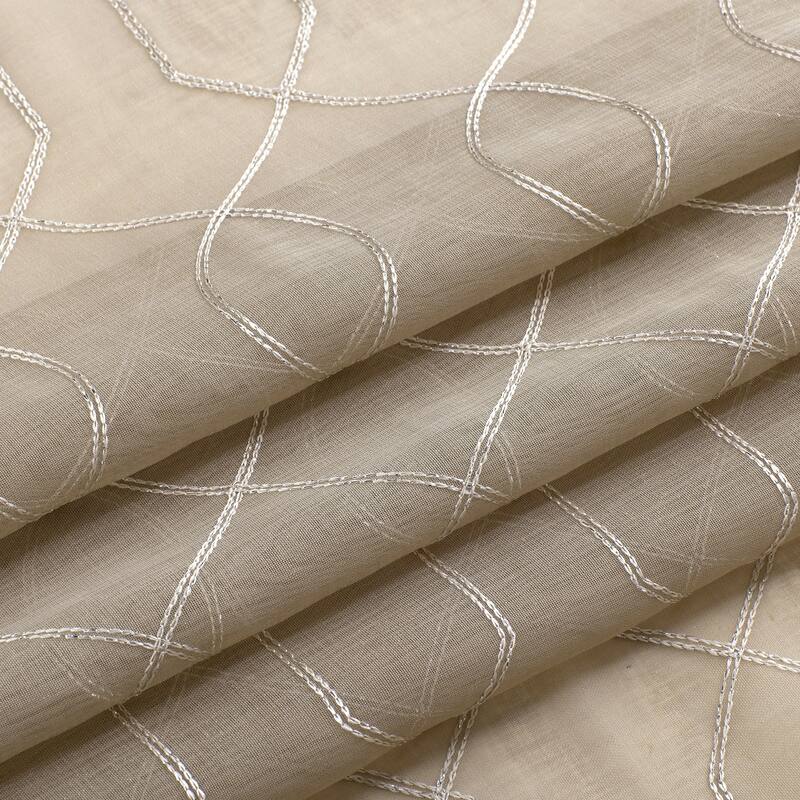 Trellis Embroidered Sheer Window Curtain Panel 2-pack or 4-Pack