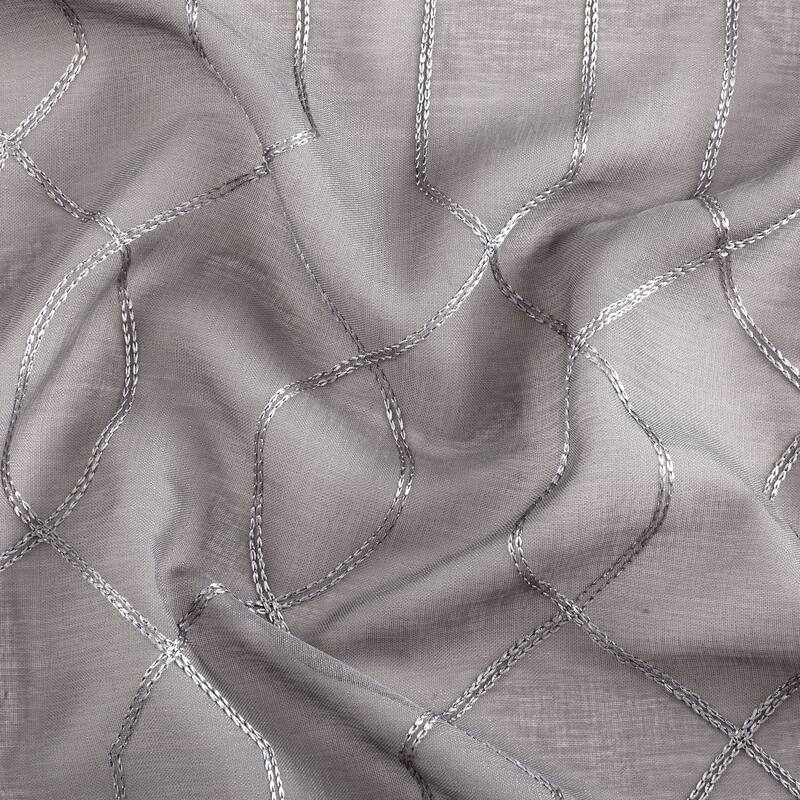 Trellis Embroidered Sheer Window Curtain Panel 2-pack or 4-Pack